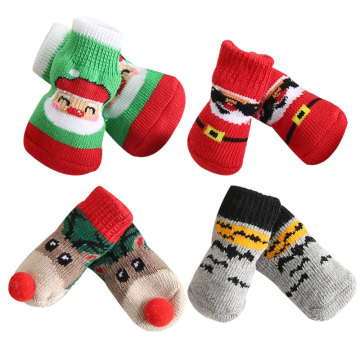 Santa Socks Pet Dogs Cats Small and Medium-sized Dogs Fall and Winter Warmth Elastic Shoes Accessories Supplies